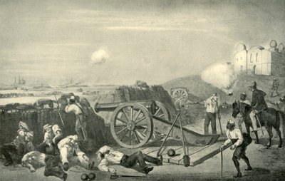 Un día pesado en las baterías antes de Delhi, 1857, 1901 de George Francklin Atkinson