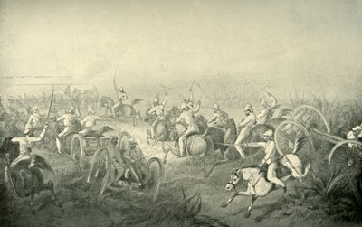 Artillería a caballo india galopando hacia la acción, 1850s, 1901 de George Francklin Atkinson