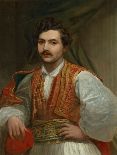 Retrato de Nicolas Ionides (1815-1873), de medio cuerpo, con traje griego de George Frederic Watts