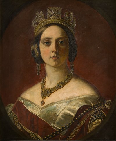 Retrato de la reina Victoria de joven (1819-1901), c.1843-1901 (óleo sobre lienzo) de George Frederick Clarke