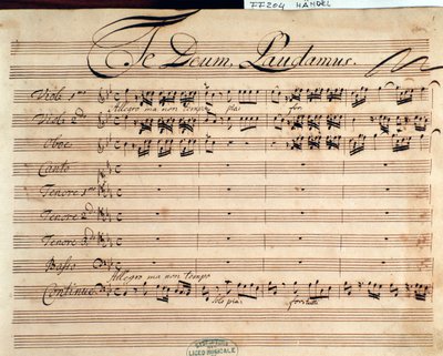 Portada de la partitura musical de Te Deum de G. F. Handel de George Frederick Handel