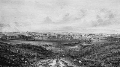 Una extensa vista de Winchester (acuarela y lápiz sobre papel) de George Frederick Prosser