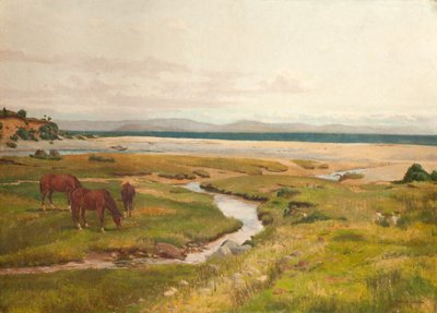 Escena costera con caballos de George Frederick Waldo Johnson