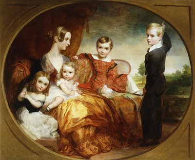 Retrato de Grupo de una Dama con sus Cuatro Hijos en una Terraza, 1843 de George Frederick Watts