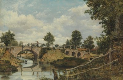 Un viejo puente en Hendon, Middlesex. Alrededor de 1828 de George Frederick Watts