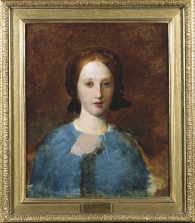 Retrato de la Sra. Prescott Decie, busto, en un vestido azul - un boceto de George Frederick Watts