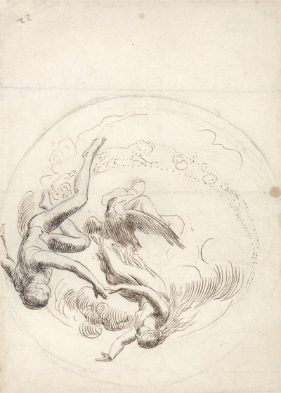 Estudio para una decoración de techo circular (tinta marrón y grafito) de George Frederick Watts