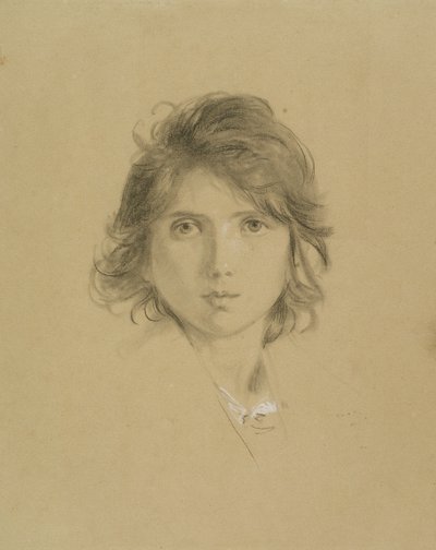 Estudio para la cabeza de un niño en Campesinos de la Campaña durante la Vendimia, c.1860 de George Frederick Watts