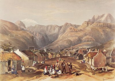 En el sereno valle de Genadendal se encuentra un próspero pueblo hotentote de George French Angas