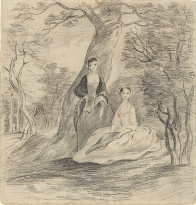 Dos chicas en un paisaje de George Frost