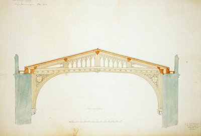 New College Oxford: Diseño para el Nuevo Techo del Salón de George Gilbert Scott