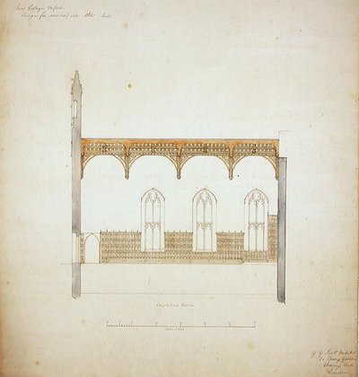 New College Oxford: Diseño para el Techo del Nuevo Salón de George Gilbert Scott