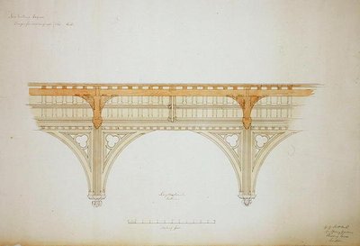 New College Oxford: Diseño para el techo del nuevo salón de George Gilbert Scott