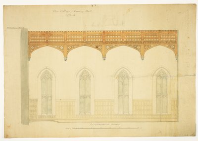 New College Oxford: Diseño para el techo del New Hall, 1865 de George Gilbert Scott