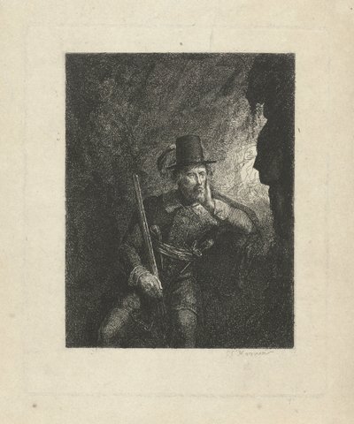 Ladrón armado en una cueva de George Gillis Haanen