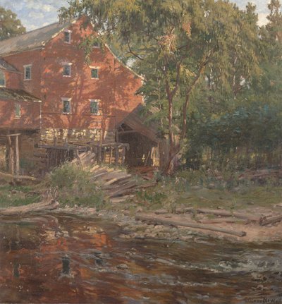 El molino rojo, c.1916 (óleo sobre lienzo) de George Glenn Newell