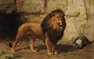 Un León Guardando su Guarida de George Goodwin Jnr Kilburne