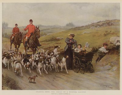 ¡Probabilidades temibles! Los peligros de un país de caza (cromolitografía) de George Goodwin Kilburne
