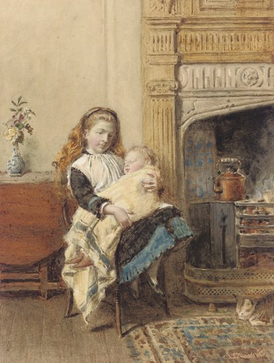 Cuidando al bebé, 1896 de George Goodwin Kilburne