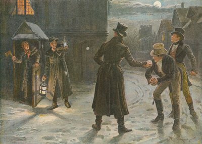 Lanzamiento de bolas de nieve a los vigilantes: una travesura navideña en los tiempos de Tom y Jerry de George Goodwin Kilburne