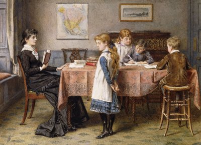 La lección, 1892 de George Goodwin Kilburne