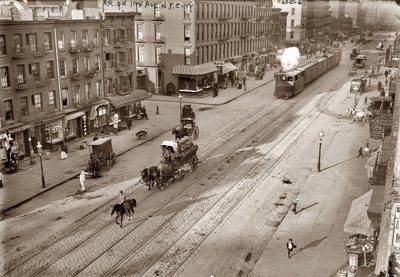 Ferrocarril de la Undécima Avenida y New York Central, por Bain, George Grantham (1865-1944). Fotografía en albúmina, c. 1911. Colección privada de George Grantham   Bain News Service Bain