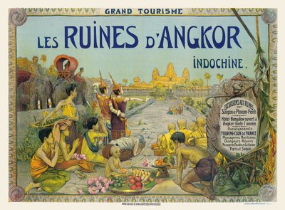 Cartel francés anunciando los Templos de Angkor en Indochina de George Groslier