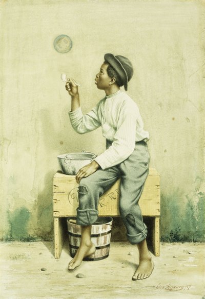 Niño negro soplando burbujas, 1887 de George Harvey