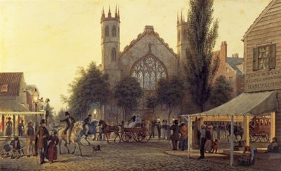Anochecer, Iglesia de San Tomás, Nueva York, c.1835 de George Harvey