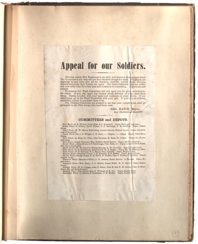 Llamamiento para nuestros soldados, Ohio [en álbum de recortes], c.1861-1865 de George Hatch
