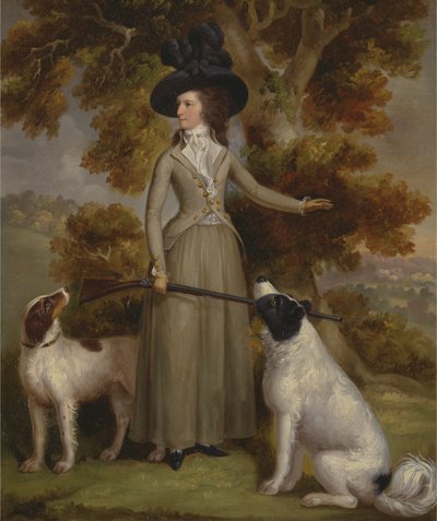La condesa de Effingham con pistola y perros de tiro de George Haugh