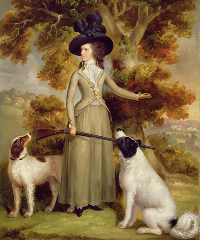 La condesa de Effingham con escopeta y perros de caza, 1787 de George Haugh