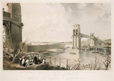 Puente Tubular de Britannia durante la construcción, 3 de diciembre de 1849 de George Hawkins
