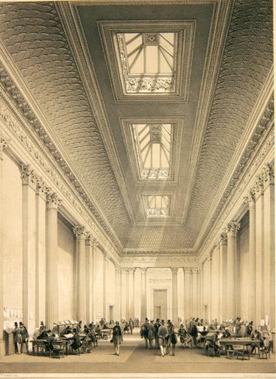 Interior del Salón de Comercio, Threadneedle Street, Londres, c.1850 de George Hawkins