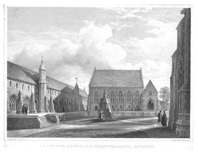 Vista suroeste en el cuadrángulo del Colegio de San Agustín, Canterbury, c1847 de George Hawkins