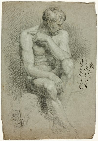 Desnudo masculino sentado con boceto de arquero desnudo de George Hayter