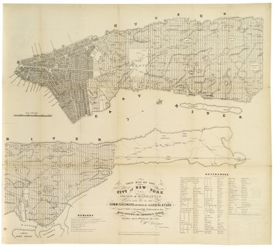 Este mapa de la Ciudad de Nueva York y la Isla de Manhattan según lo dispuesto por los Comisionados nombrados por la Legislatura, 1853 de George Hayward