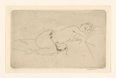 Desnudo femenino recostado de George Hendrik Breitner (signed by artist)