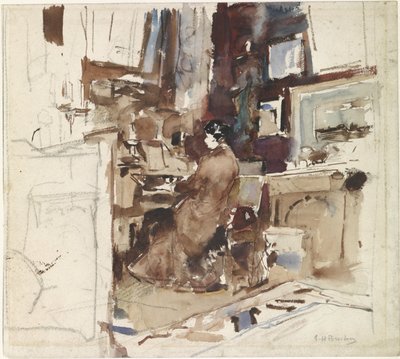 Dama en el estudio detrás del armonio de George Hendrik Breitner