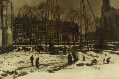 Atravesamiento de la calle Raadhuisstraat en invierno de George Hendrik Breitner