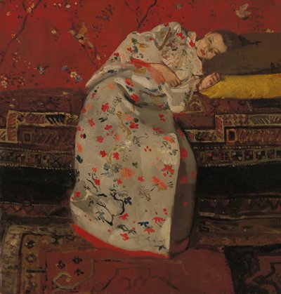 Holandés: Meisje in witte kimono Chica con kimono blanco de George Hendrik Breitner