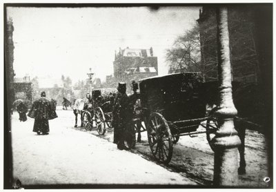 Vista de Leidseplein en Ámsterdam con tráfico de carruajes en un día de invierno de George Hendrik Breitner