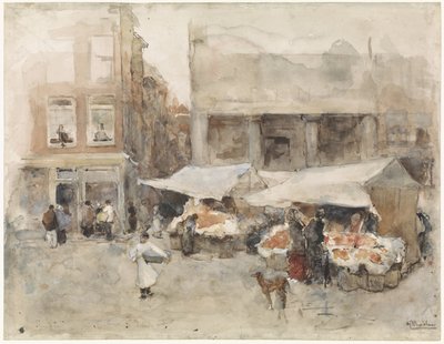 Mercado con puestos de flores de George Hendrik Breitner