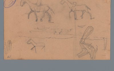 Caballos y un paisaje edificado de George Hendrik Breitner