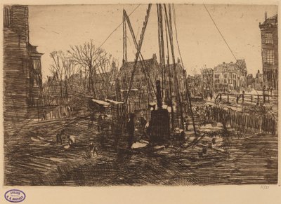 Escena en una Ciudad Holandesa con Pila en Primer Plano de George Hendrik Breitner