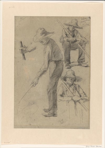 Hoja de croquis con estudios de un jardinero de George Hendrik Breitner