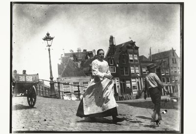 Vista de la calle en la intersección Lindengracht Lijnbaansgracht en Amsterdam de George Hendrik Breitner