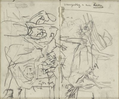 Hoja de estudio con figuras y una vaca. de George Hendrik Breitner