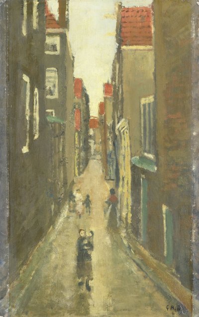 El Baanbrugsteeg mirando desde la Haarlemmerdijk hacia la Vinkenstraat y el Brouwersgracht de George Hendrik Breitner