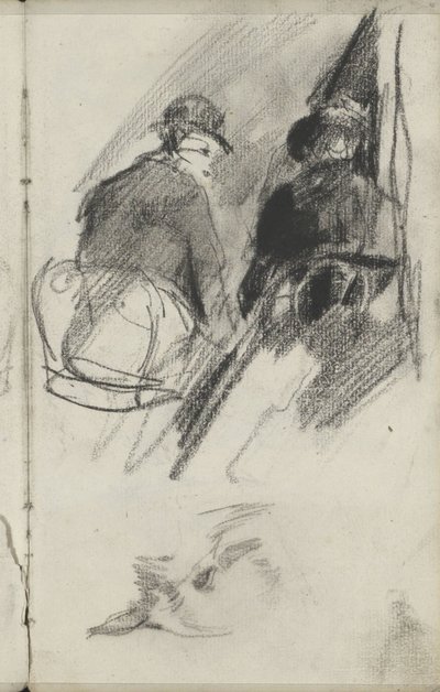 Estudios de cabeza de pájaro y dos figuras. de George Hendrik Breitner